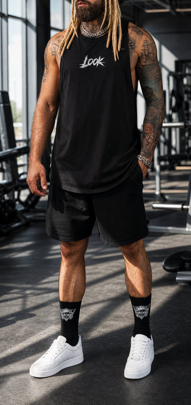 Regata LOOK Preta — Look completo de treino