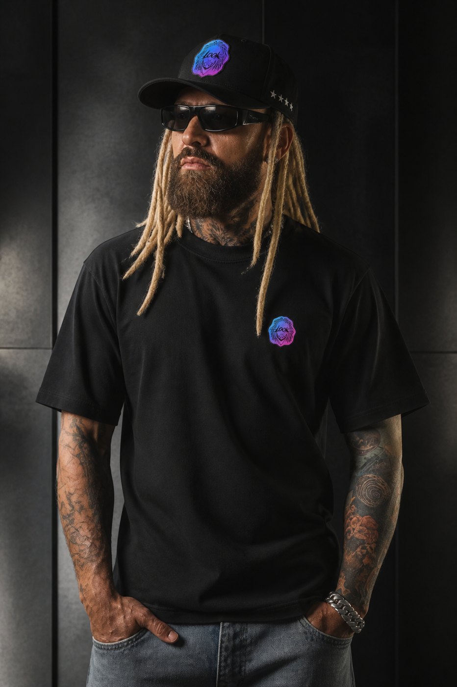Camiseta Oversized Preta — Patch LOOK no peito